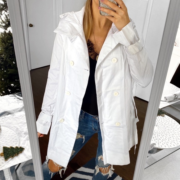 🐚 SISTERS POINT WHITE COTTON TRENCH COAT! - Picture 6 of 11